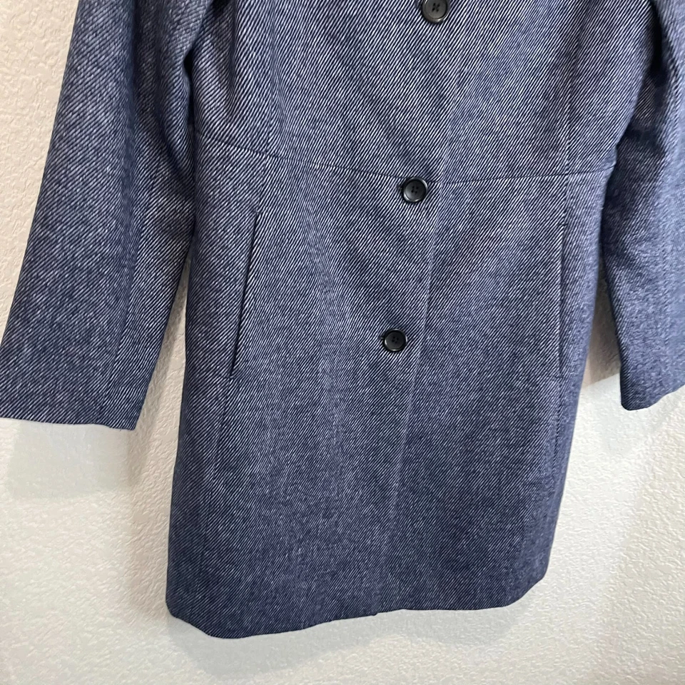 Chaqueta Abrigo Ciudad Largo Banana Republic Azul Espiga Mezcla Lana Talla M Foto 3 de 4