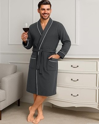 Bata de baño para hombre de punto de mezcla de algodón para talla para grande