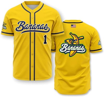 Collection Savannah Bananas Baseball Jersey Team AOP 3D Yellow