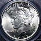 1922  PEACE DOLLAR PCGS MS 64 INTENSE FROSTY WHITE LUSTER, A FULL STRIKE, FEW