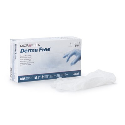 Derma Free  Vinyl Exam Glove, Large, Clear