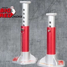 BIG RED 3 Ton Aluminum Jack Stands Locking Support Pins Red/Silver 1 Pair T43004