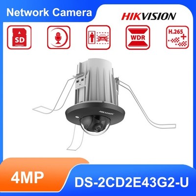 Hikvision DS-2CD2E43G2-U 4MP AcuSense In-ceiling Mini Dome PoE Camera In Mic