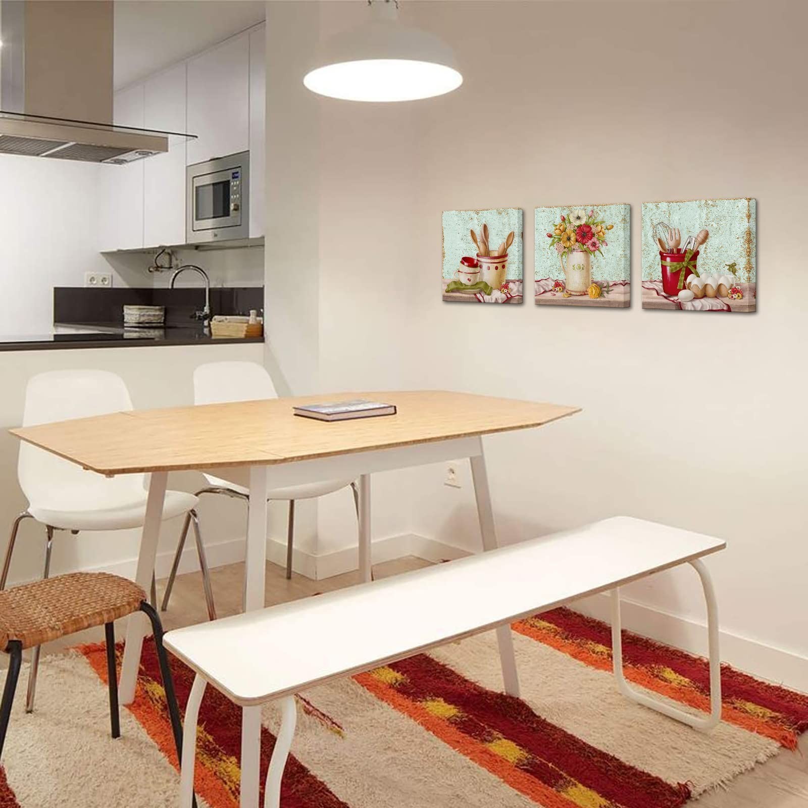 KREATIVE ARTS 3 Piece Kitchen Wall Art Set Fork Spoon Poster Painting on Canv...