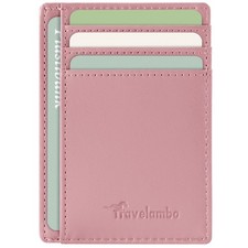 Travelambo Slim Wallet Front Pocket Minimalist Leather RFID Blocking Medium Size