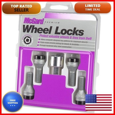 McGard 27326 Black Bolt Style Cone Seat Wheel Lock Set 4 Locks 1 Key
