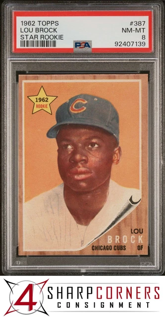 1962 Topps Star Rookie #387 Lou Brock RC Cubs Hof PSA 8