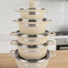 10PCS Induction Non Stick Stockpot Cookware Aluminium Cooking Pots Set Casserole
