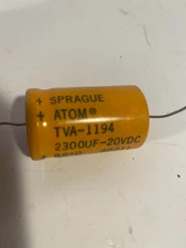 Sprague ATOM TVA-1194 2300uF 20V Axial Aluminum Electrolytic ATOM Capacitor