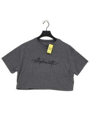 Alphalete Damen Top M Grau Baumwolle mit Elasthan Cropped