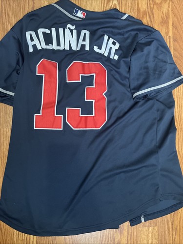 Majestic Ronald Acuna Jr Atlanta Braves Jersey Men’s Size Medium Blue Cool base