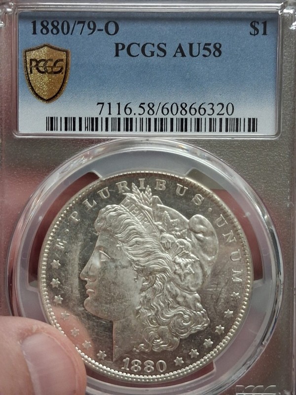 1880/79-O Morgan Silver Dollar PCGS AU 58 VAM-5 80/79 Looks PL Clear & Glassy
