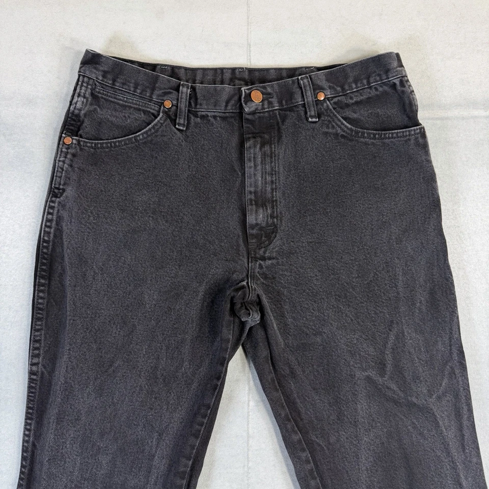 Pantalones de mezclilla Wrangler corte vaquero para hombre 34*x30 negro sombra calce ajustado occidental 936WBK Foto 3 de 4