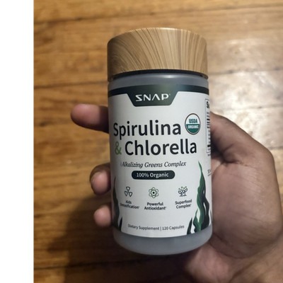 SNAP Spirulina & Chlorella 100% Organic Alkalizing Greens Complex 120 Capsules