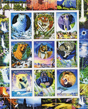 Kyrgysztan 2000 Endangered Animals/Falls Sheet (9) Perforated MNH