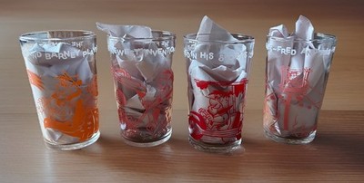 Vintage 1963 Welch s Flinstones Juice Glasses- Set Of 4