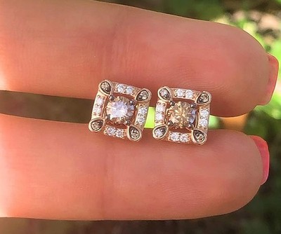LeVian Chocolate Diamonds Ohrringe Ohrstecker Halo 0,63 ct 14K Roségold NEU