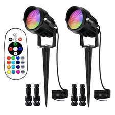 9W Low Voltage Landscape Lighting RGB Color Changing Landscape Spotlight Wate...