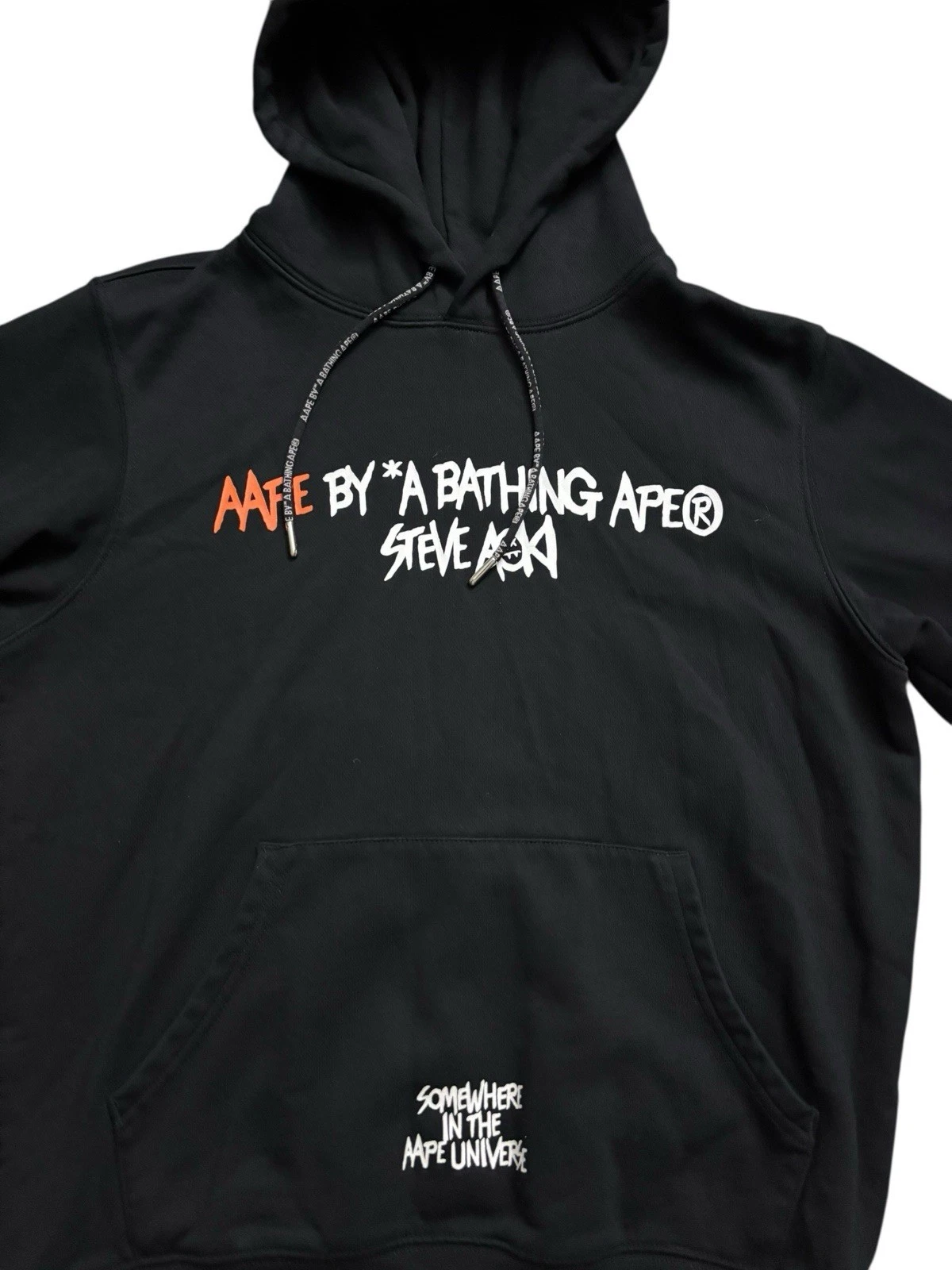 A BATHING APE (BAPE) Felpa con cappuccio Aape by A Bathing Ape uomo piccola nera Steve Aoki Collab Apunvs grafica