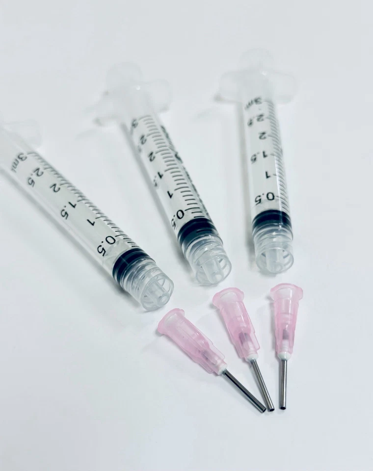 3PCS 3ML SYRINGES WITH PINK 20G BLUNT TIPS 3pcs 3ml Syringes with Pink 20G Blunt Tip Needles Glue, Ink, Dispensing