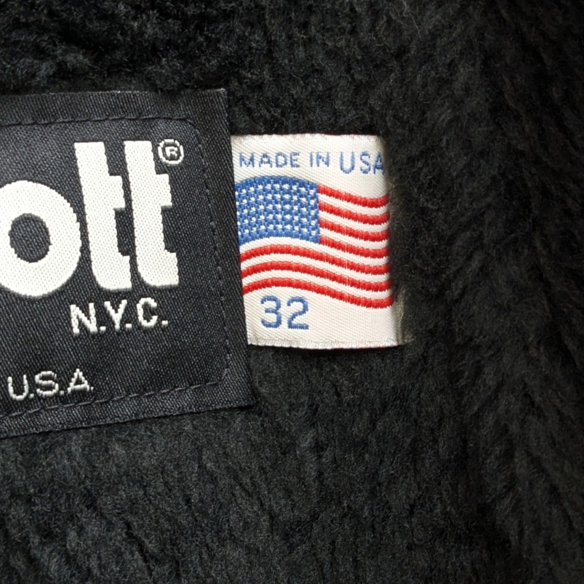 Schott 642 Lined Leather Jacket Black 32 1121 Size:32 Authentic