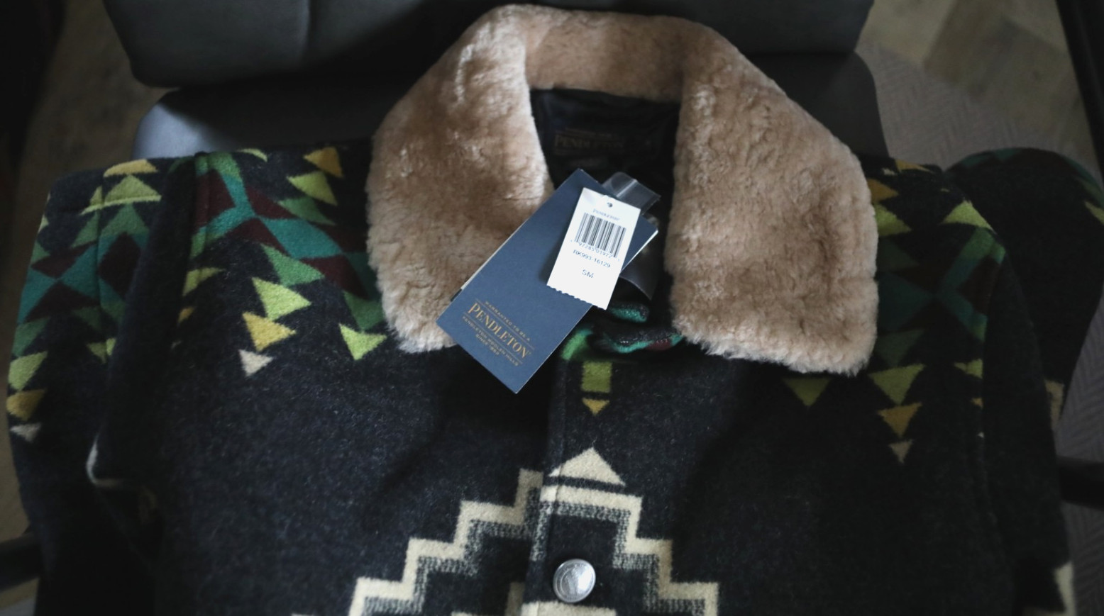 NEW Pendleton Brownsville Shearling Collar Coat FOUR CORNER Black Men Small S image 4