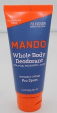 Mando Pro Sport Whole Body 72 hr Deodorant 2.2 oz Invisible Cream Aluminum Free