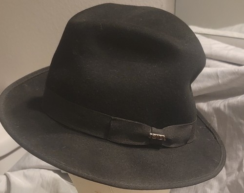 Scala Collezione 100% Wool Sz Small Hat Black Felt Adjustable