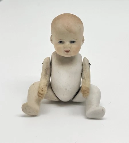 Antique Bisque Dollhouse Baby Doll 3.5inch Wired Doll Unmarked