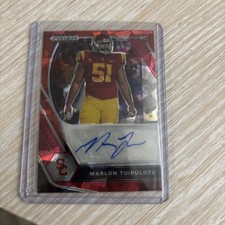 🔥Marlon Tuipulotu 2021 Prizm Draft Picks RED Cracked Ice Rookie Auto Eagles🔥