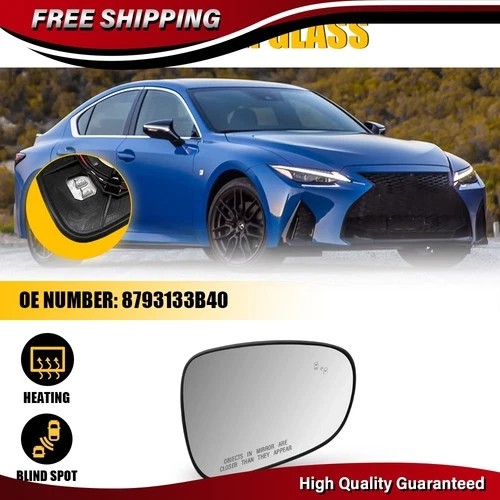 Mirror Glass Right Side w/Blind Spot and Heated For Lexus RC300 RC350 2015-2019