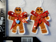 NEU 2 Häkel Lebkuchenmann / Frau gehäkelt Handarbeit Weihnachten Baum Anhänger