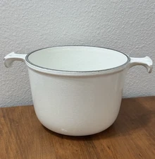 Vintage Le Creuset La Mama Enameled Cast Iron Fondue Pot White Enzo Mari