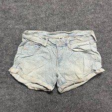 H M Denim Shorts Womens Size 8 Light Wash Low Waist Viscose Blend Cuffed Casual