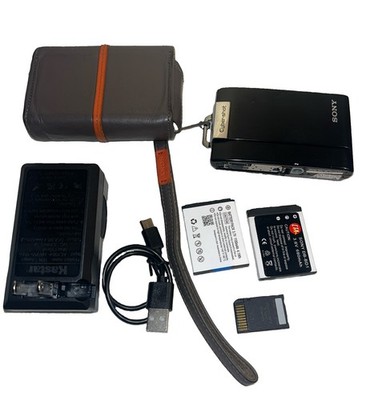 Sony Cyber-shot DSC-T200 8.1MP Black Compact Camera +Case+Charger+2x Batt.+2GB