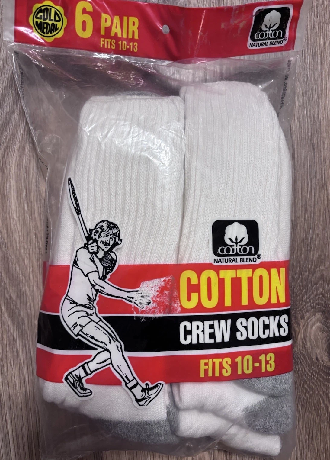 Vintage COTTON Natural Blend Cotton Socks Fits 10-13 One Pack Of 6 Pairs RARE