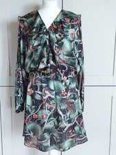 Johanna Ortiz H&M Dress Green Floral Leaf Print Ruffle Size Medium