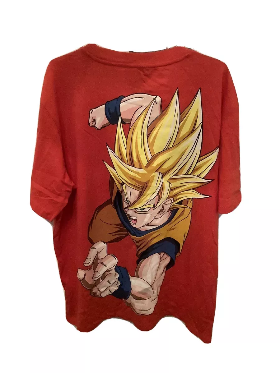 vistazo enviar atención Bershka Dragon Ball Z Goku Super Saiyan Vegeta 3D Size Large Red Cotton T  Shirt | eBay