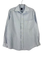 Vintage ETON Solid Blue Shirt Casual Formal Men Size L 42 - 16 1/2