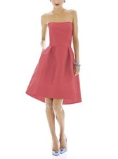  Rose Pink Ladies Hi-Low Alfred Sung Strapless Cocktail Dress SZ 12 New $208