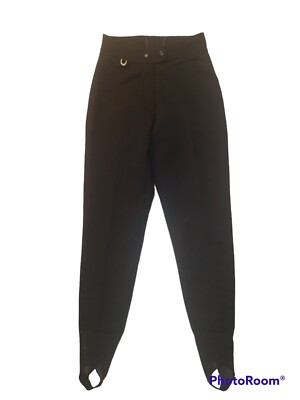 Vitage Sportina Ski Pants Stirrups  Wool Blend Stretch Women's Size 8 Long Black
