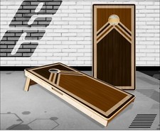Stained Chevron Wood Cornhole Boards Bean Bag Toss Game