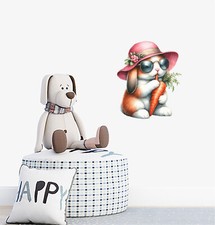 Easter Buny Rabbit Carrot Flower Wall Art Colourful Vinyl Sticker Decals a8508