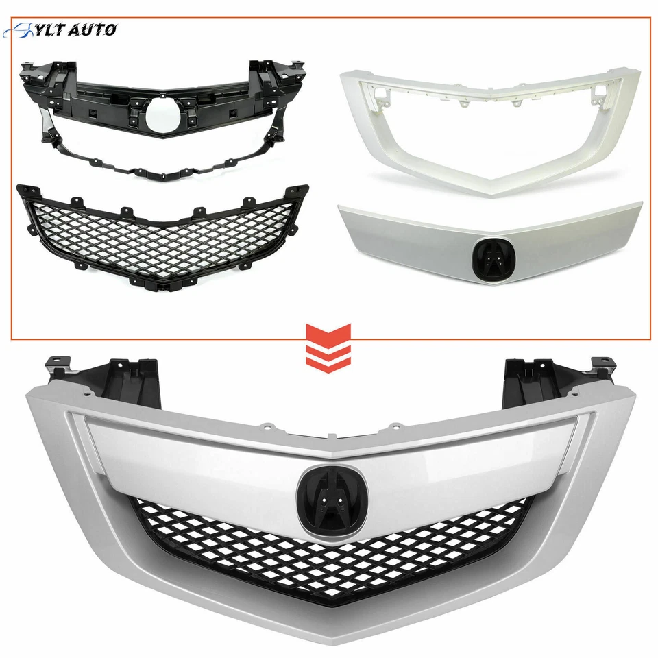 Parrilla de parachoques delantero con moldura plateada para Acura MDX 2010-2013 Foto 4 de 4