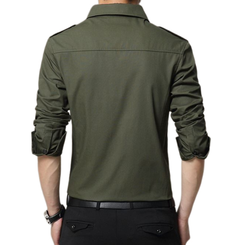 Militär Herren Cargo Hemden T-Shirt Langarm Tasche Button Down Baumwolle Blusen - Bild 10 von 72