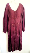 Raiment Fashions of New York Woman XL Maxi Long Dress Boho Hippie Shear Sleeve