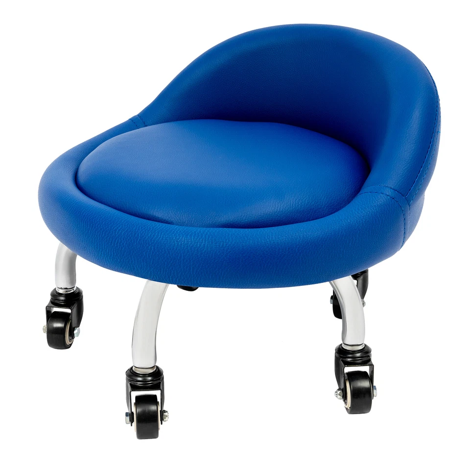 Low Height Footstool W/Backrest Wheels Foot Rest Footrest Stool Office Home Shop - Image 4 of 4