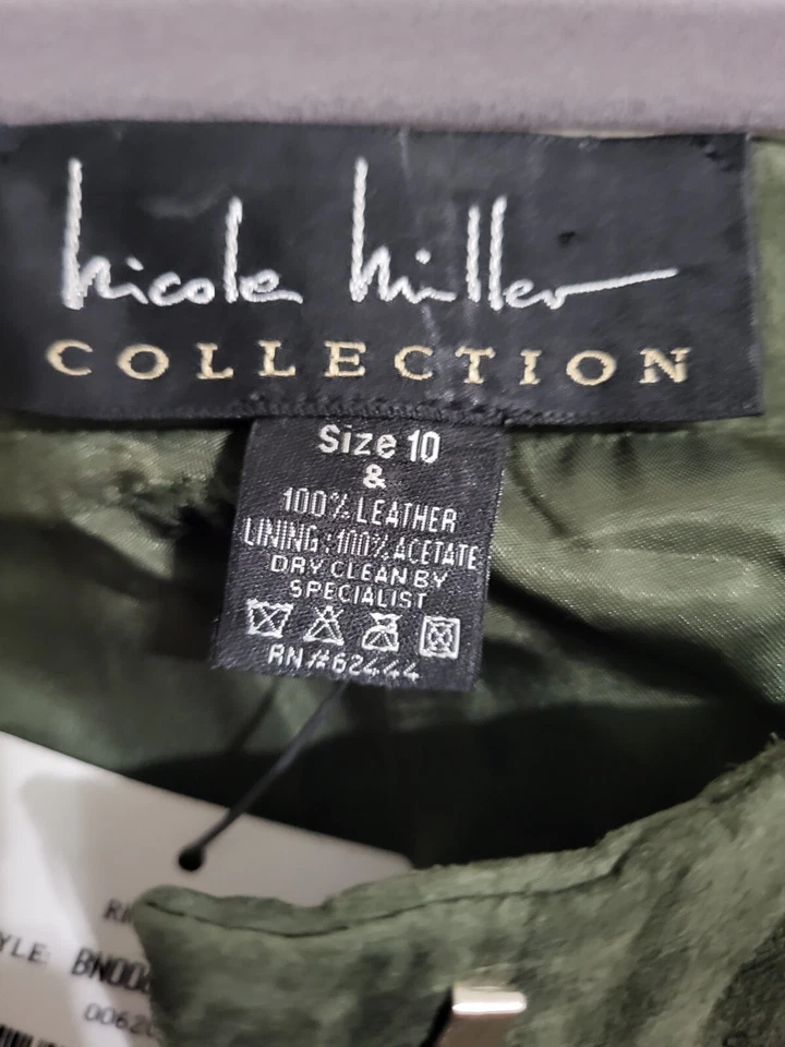 Pantalones para mujer Nicole Miller Collection Y2k años 90 100 % cuero gamuza 10 Foto 4 de 4