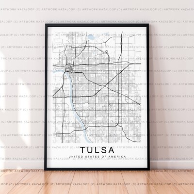Tulsa Karte Poster Druck ungerahmt Tulsa USA minimalistische Wanddeko