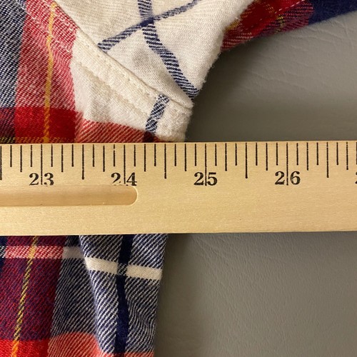 Old Navy Flannel Shirt Men's XXL Red Blue Plaid Regular Fit Built-In Flex - Picture 7 of 11